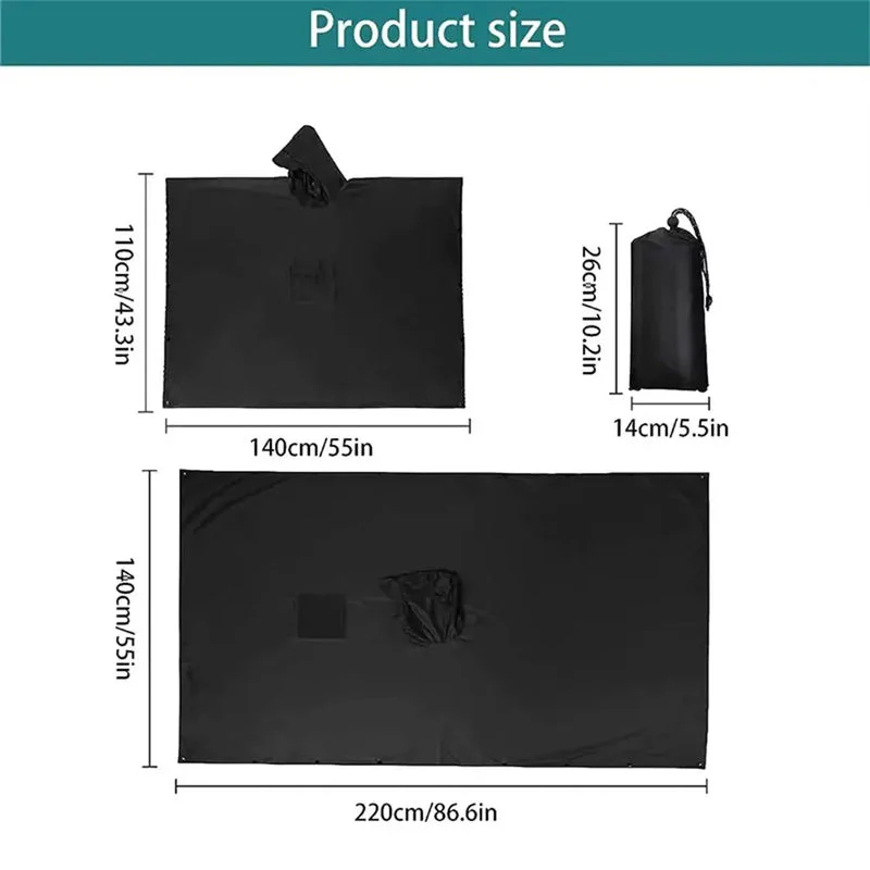 3 In 1 Outdoor Military Raincoat Hooded Sleeve Waterproof Rain Poncho Motorcycle Rain Cover Camping Hiking Travel Rainwear Tent - Image 5