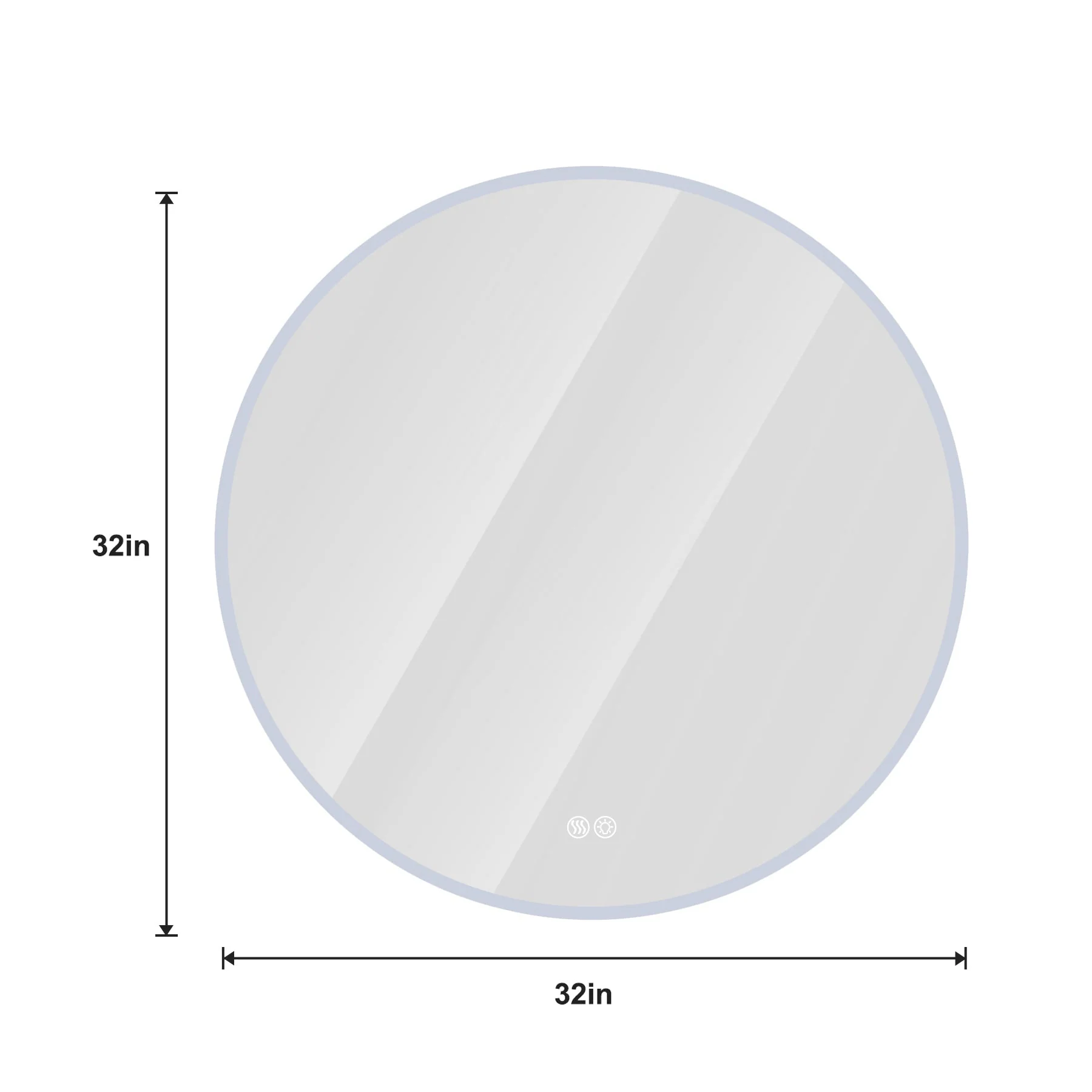 32” Round LED Bathroom Mirror – Anti-Fog, Silver, Dimmable Light - Image 5