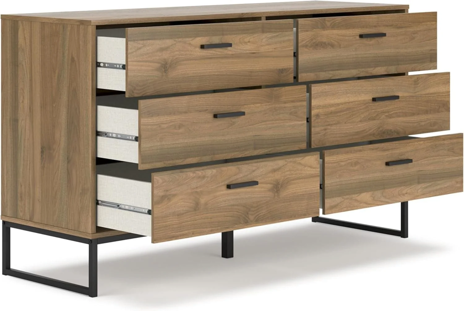 6-Drawer Mid-Century Dresser – Modern Storage with Pewter Handles - Image 3