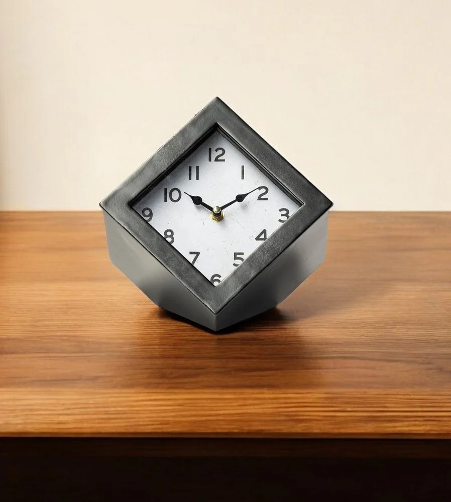 8" Black Ceramic Table Clock - Image 6