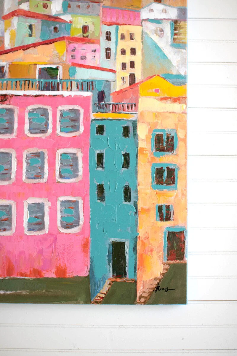 ACRYLIC COLORFUL HOUSES PAINTING - Image 3