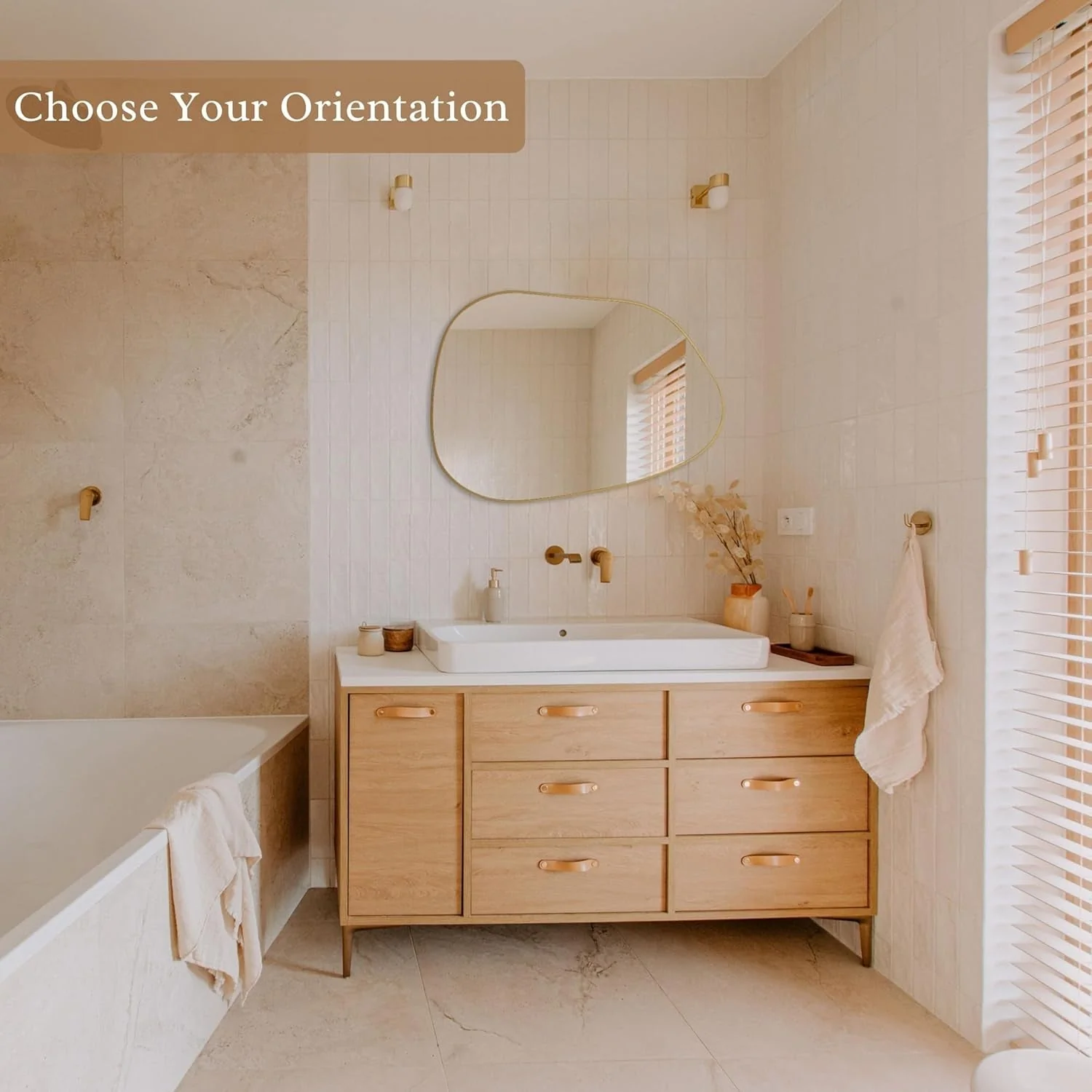 Asymmetrical Gold Mirror 28x20, Wood Frame, Home Decor - Image 4