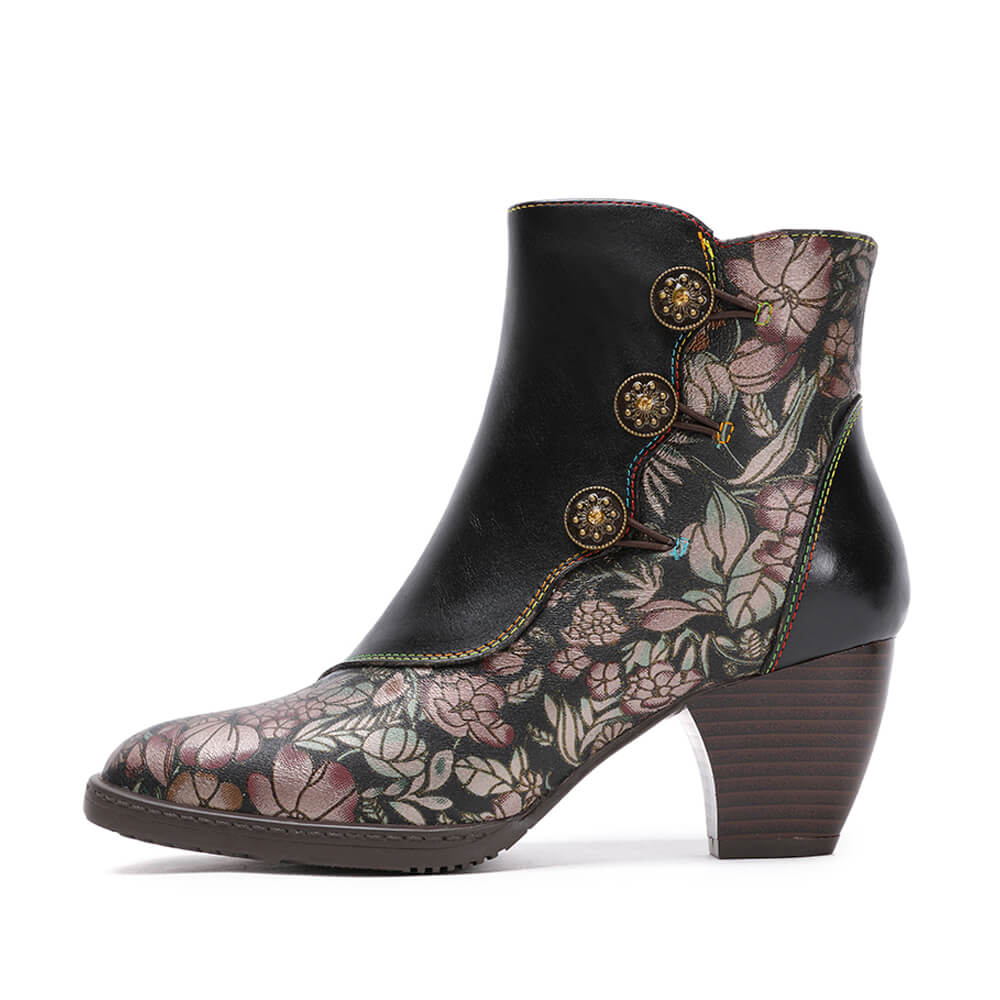 Baylor Retro Handmade Floral Ankle Boots - Image 11