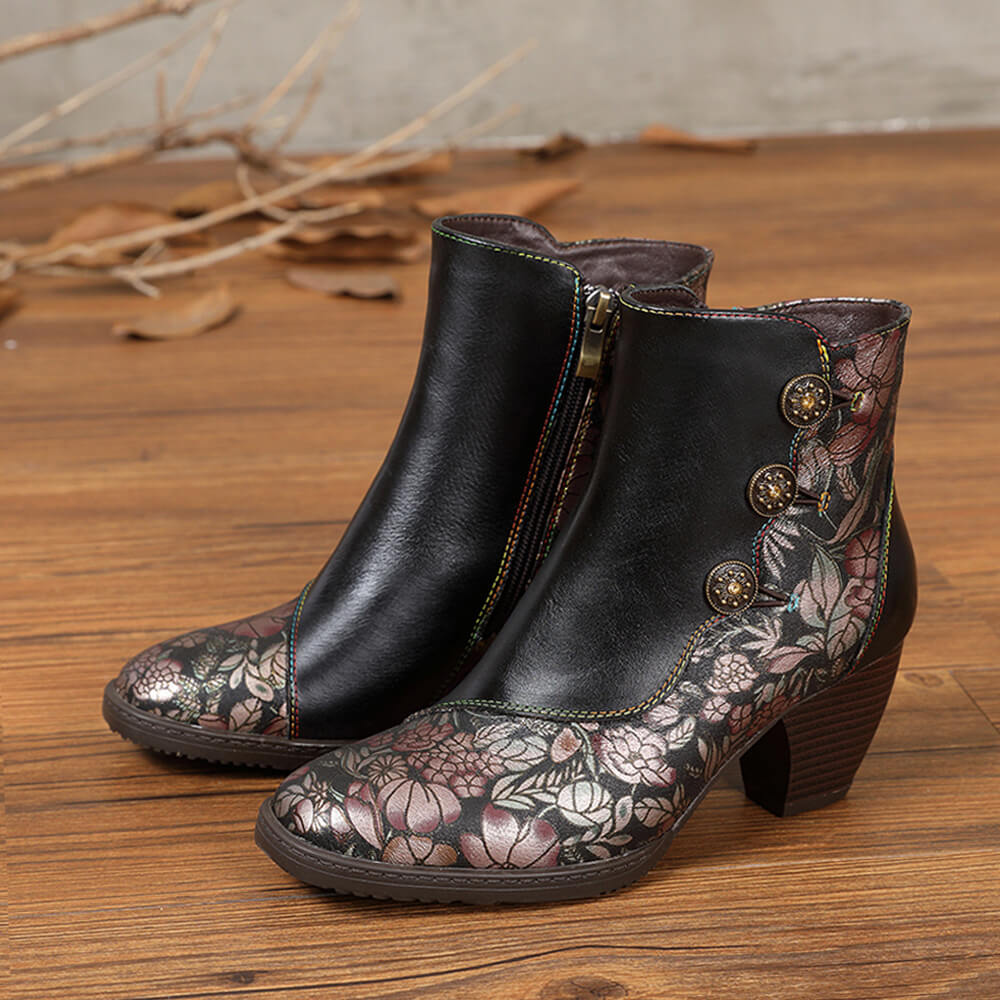 Baylor Retro Handmade Floral Ankle Boots - Image 3