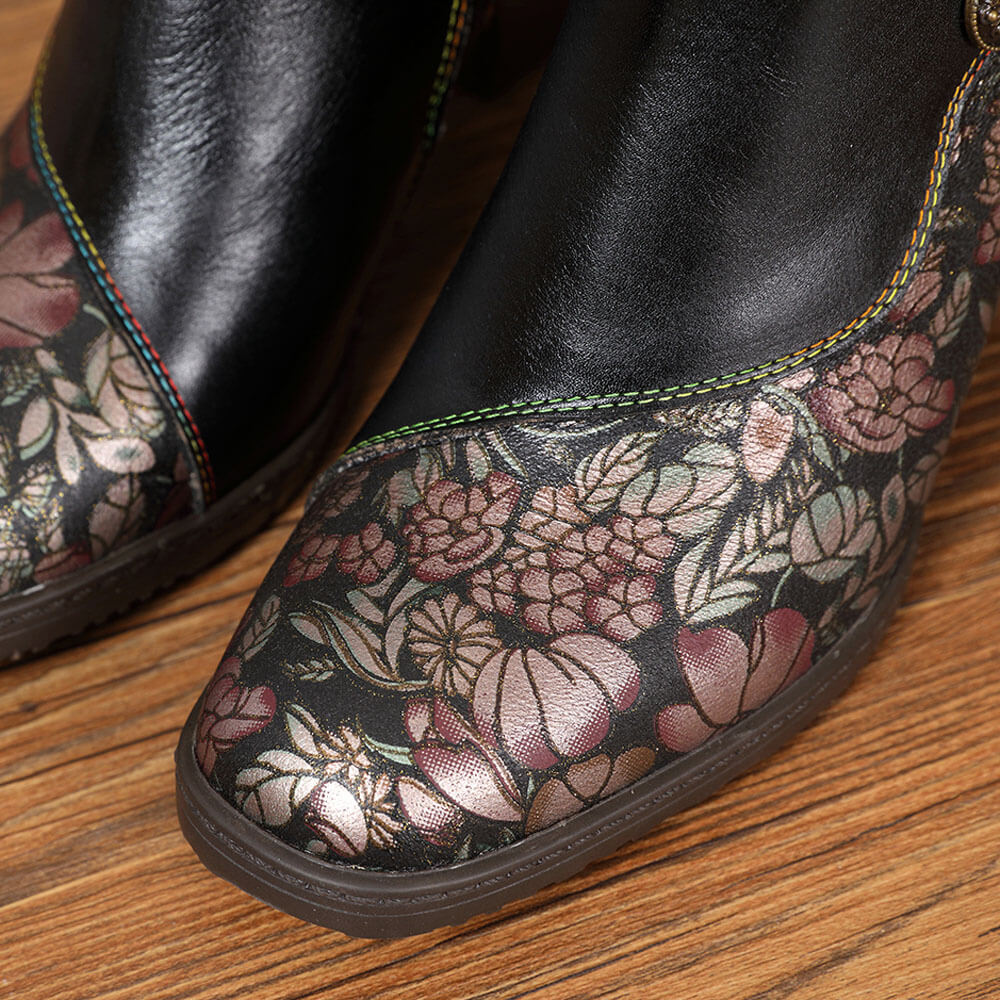Baylor Retro Handmade Floral Ankle Boots - Image 4