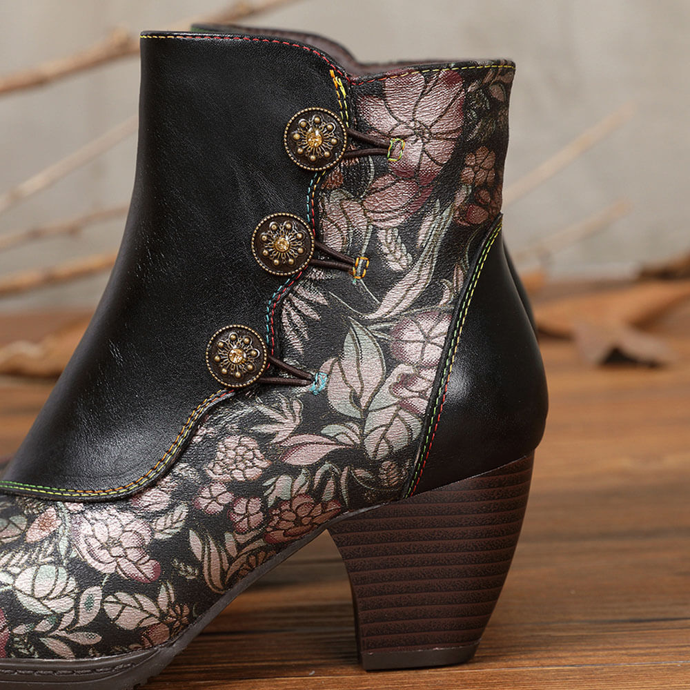 Baylor Retro Handmade Floral Ankle Boots - Image 5