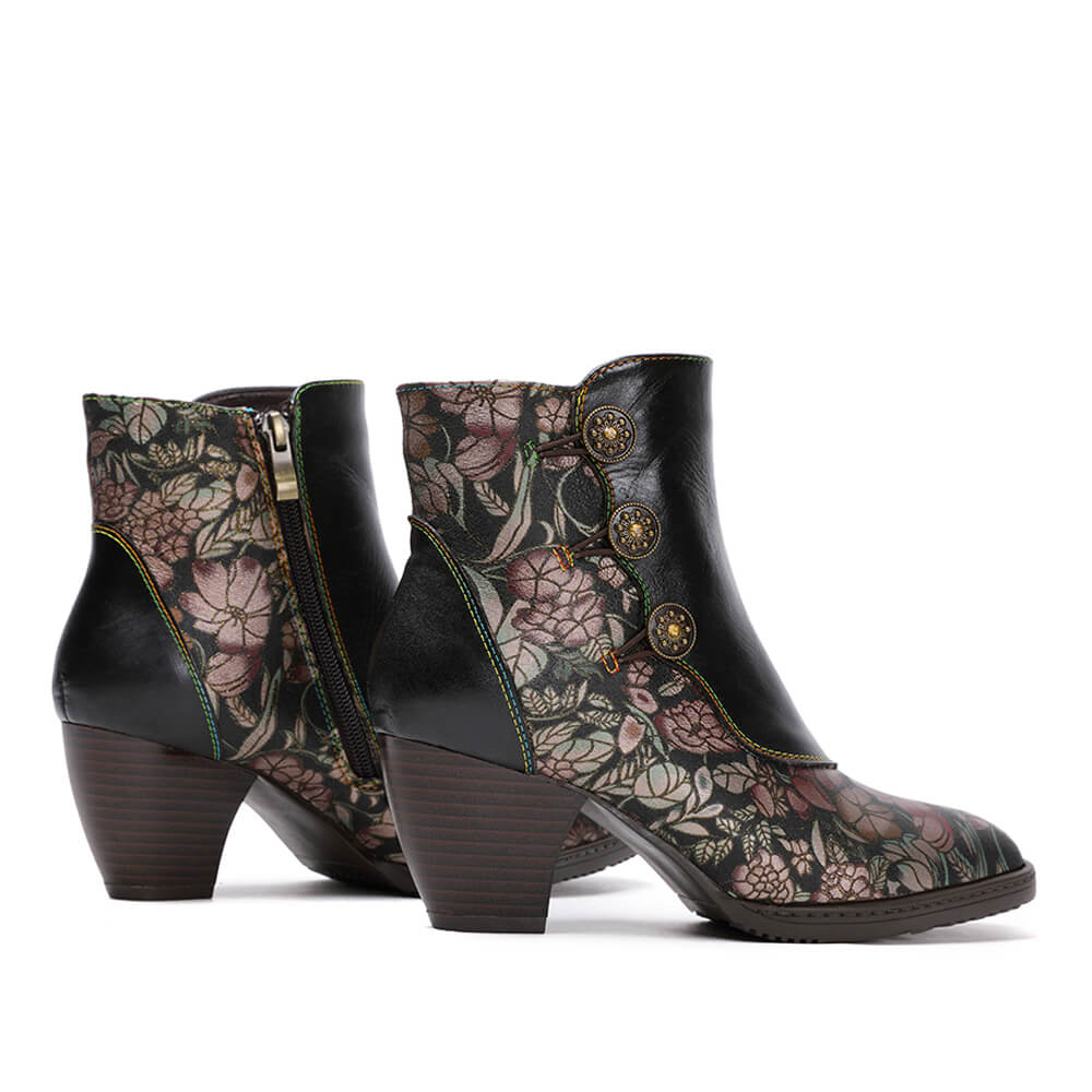 Baylor Retro Handmade Floral Ankle Boots - Image 6
