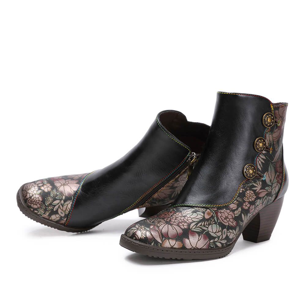 Baylor Retro Handmade Floral Ankle Boots - Image 7