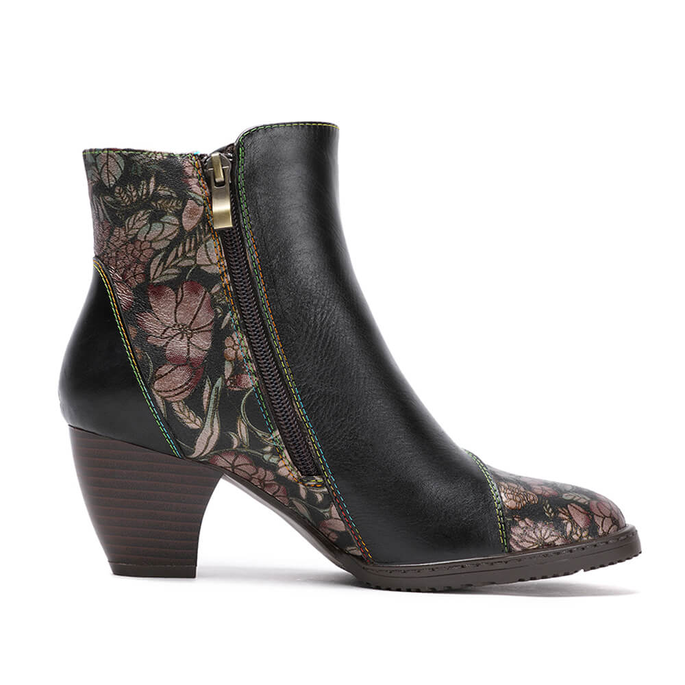 Baylor Retro Handmade Floral Ankle Boots - Image 9