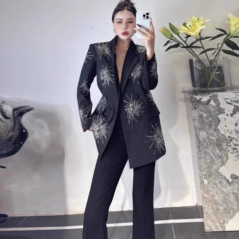 Black high-end suit jacket for women loose fitting suit for women - Image 3