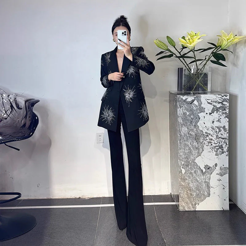 Black high-end suit jacket for women loose fitting suit for women - Image 4