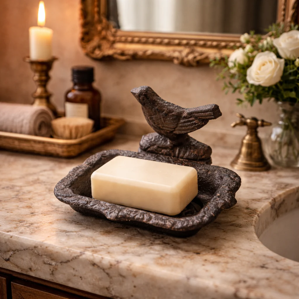 Cast Iron Bird Soap Dish with Drainage Tray - Image 3