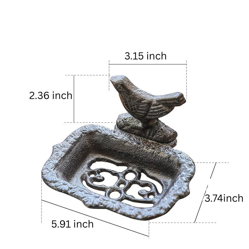 Cast Iron Bird Soap Dish with Drainage Tray - Image 4