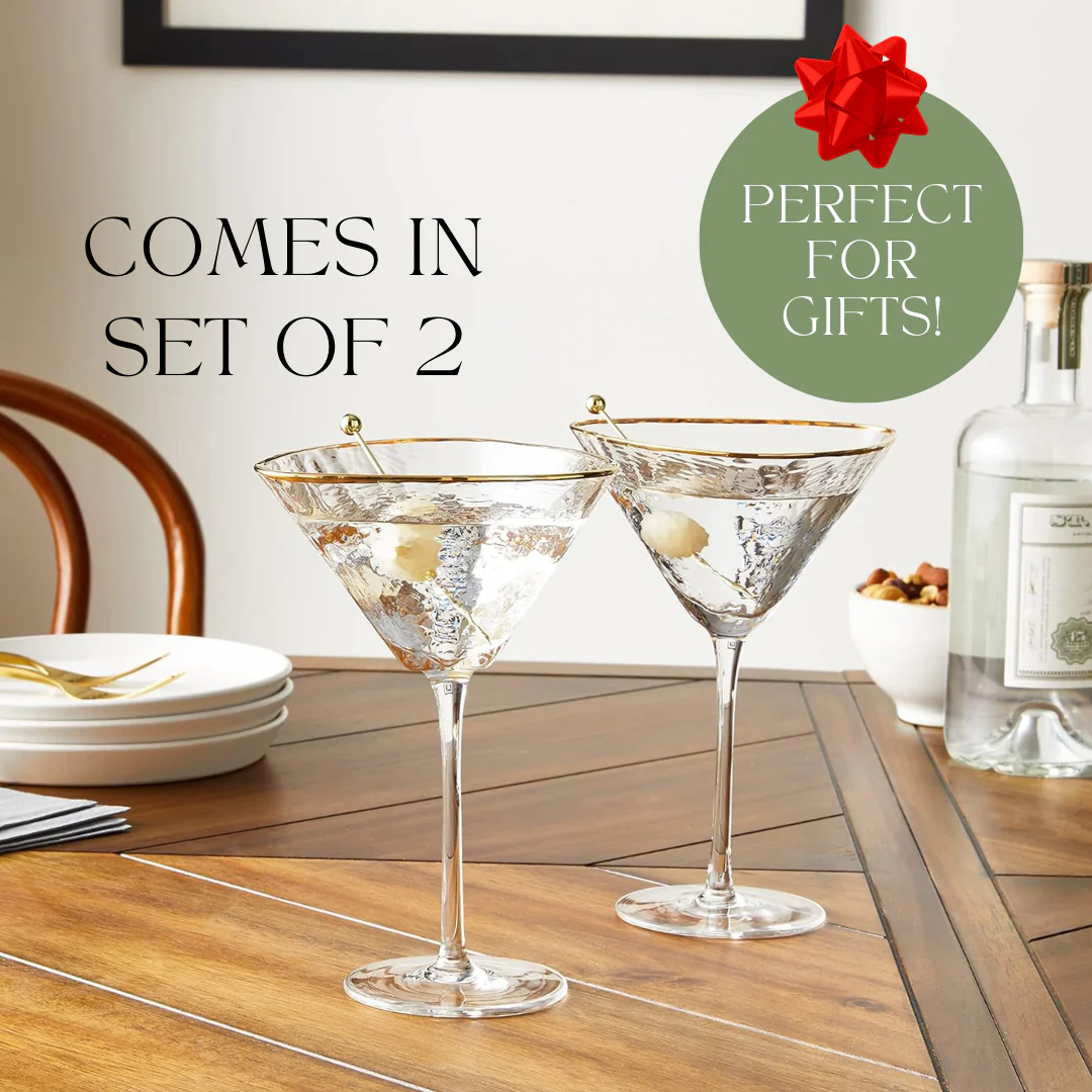 Clear Hammered Martini & Cocktail Glasses - Image 3