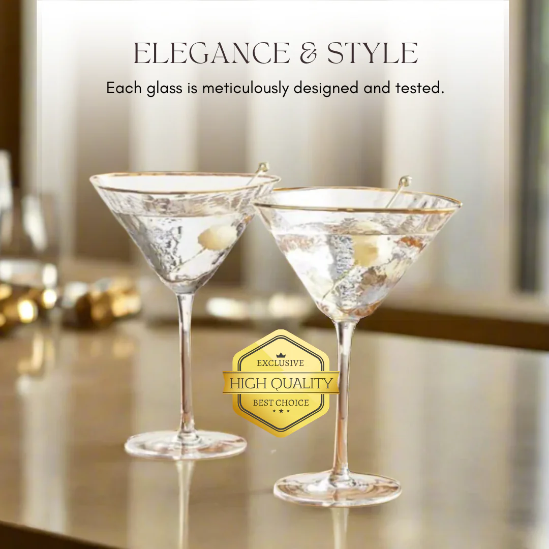 Clear Hammered Martini & Cocktail Glasses - Image 7