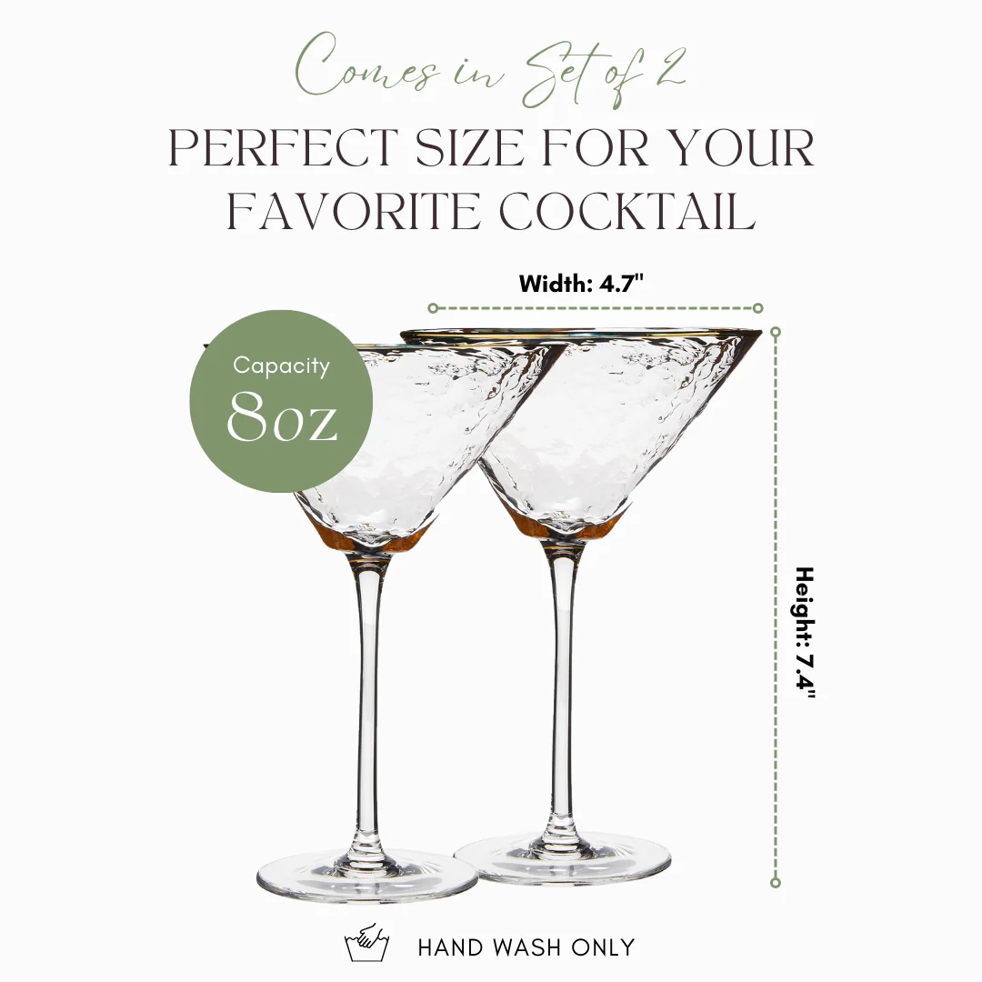 Clear Hammered Martini & Cocktail Glasses - Image 8
