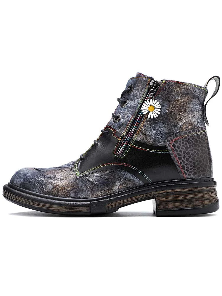 Genuine Leather Vintage Ankle Boots - Image 3