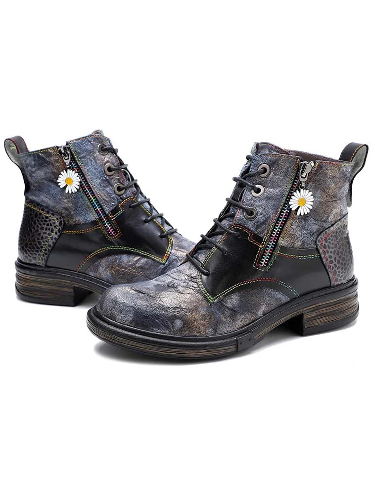 Genuine Leather Vintage Ankle Boots - Image 5