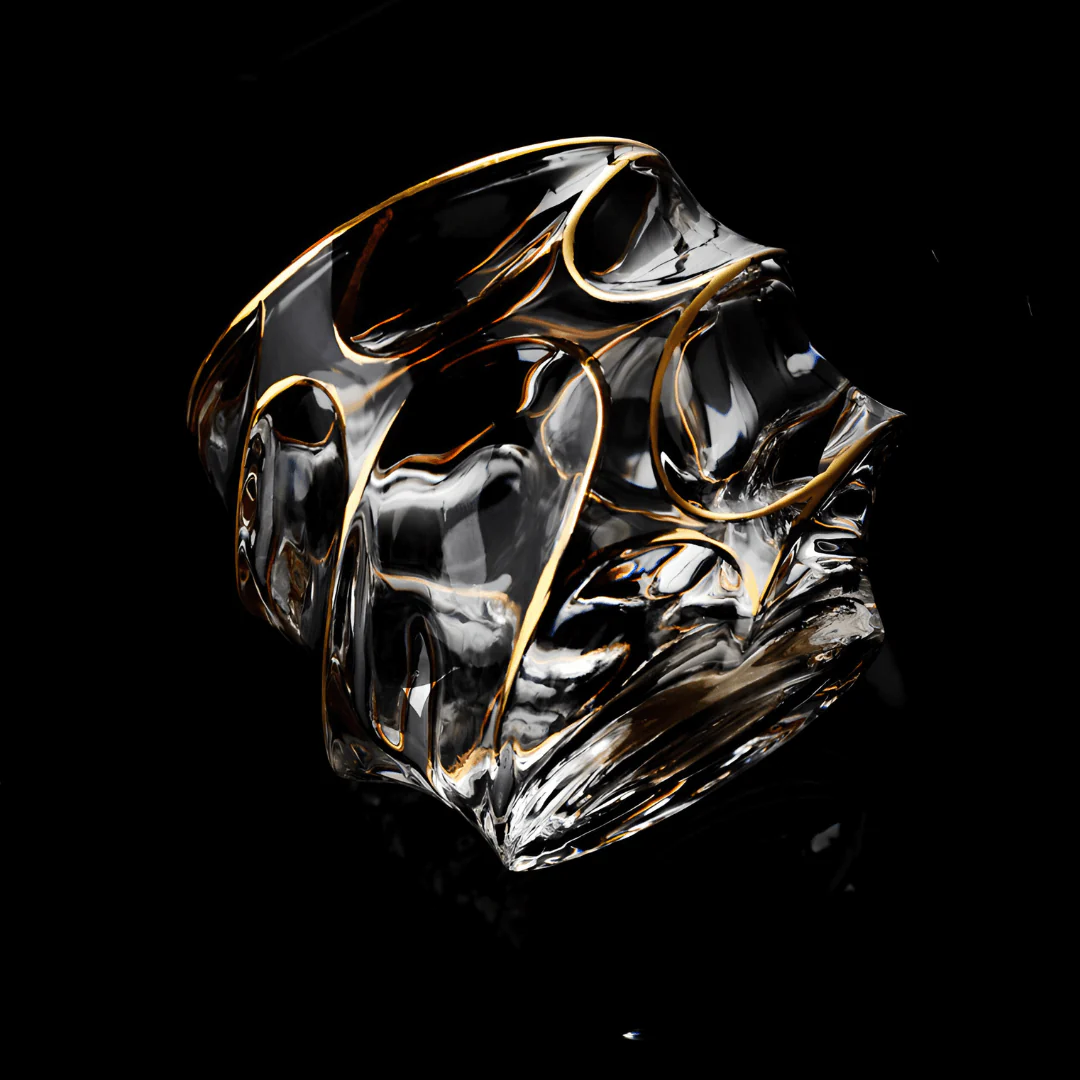 Gold Line Storm Japanese Crystal Whisky Glass - Image 11