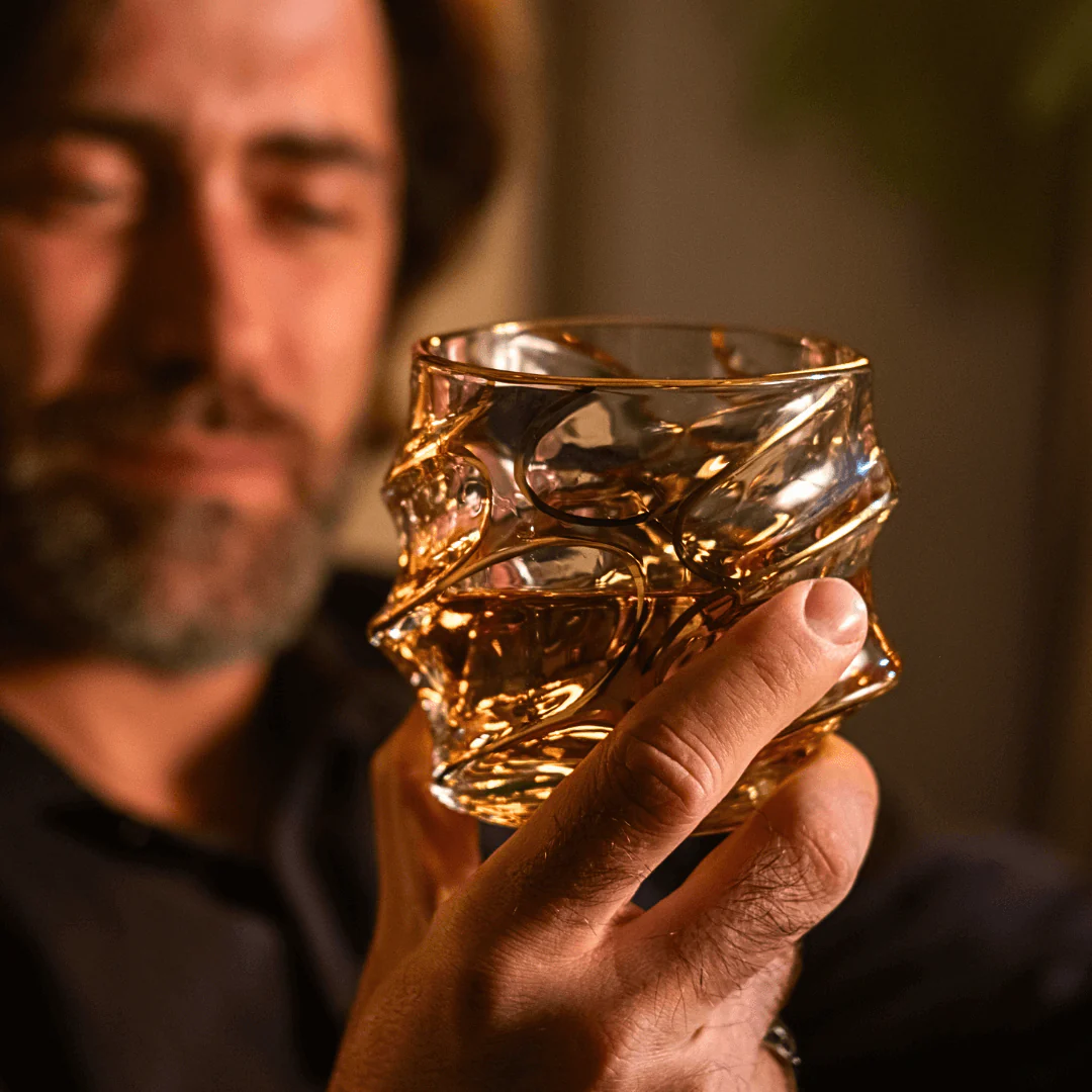 Gold Line Storm Japanese Crystal Whisky Glass - Image 8