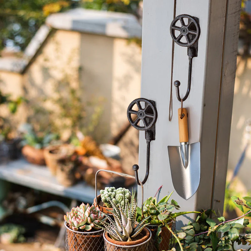 Industrial Cast Iron Valve Wheel Wall Hook - Image 3