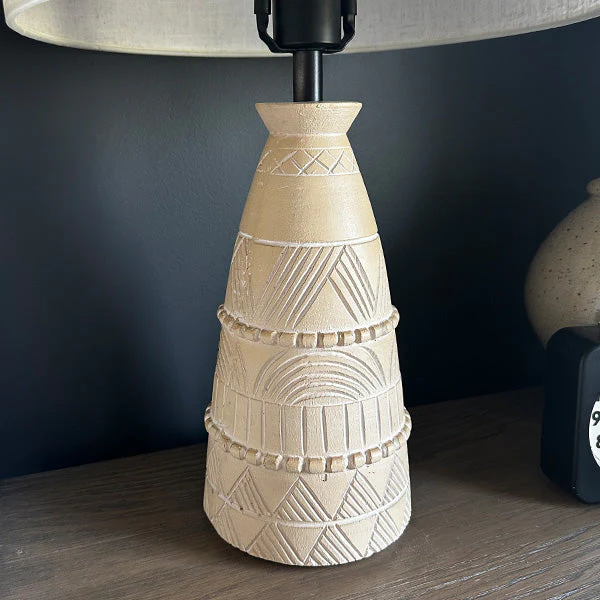 Intricate Beige Bedside Table Lamp - Image 4