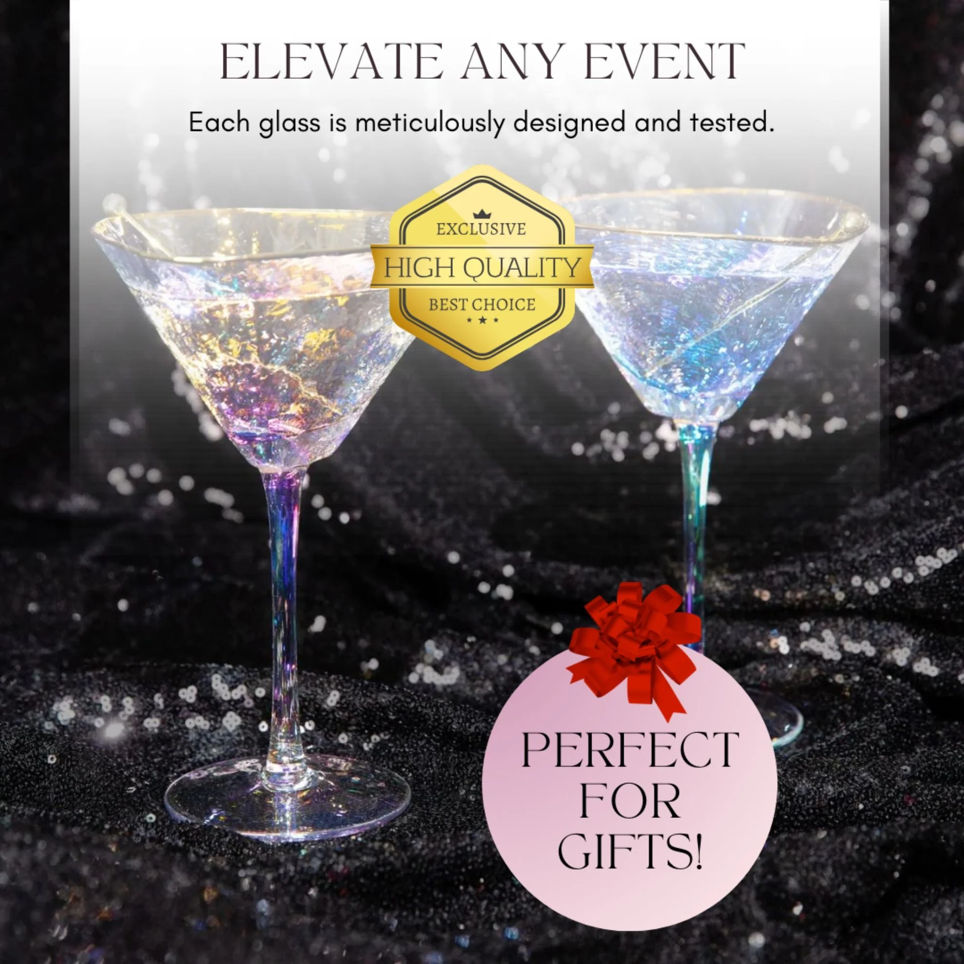 Iridescent Hammered Martini & Cocktail Glasses - Image 5