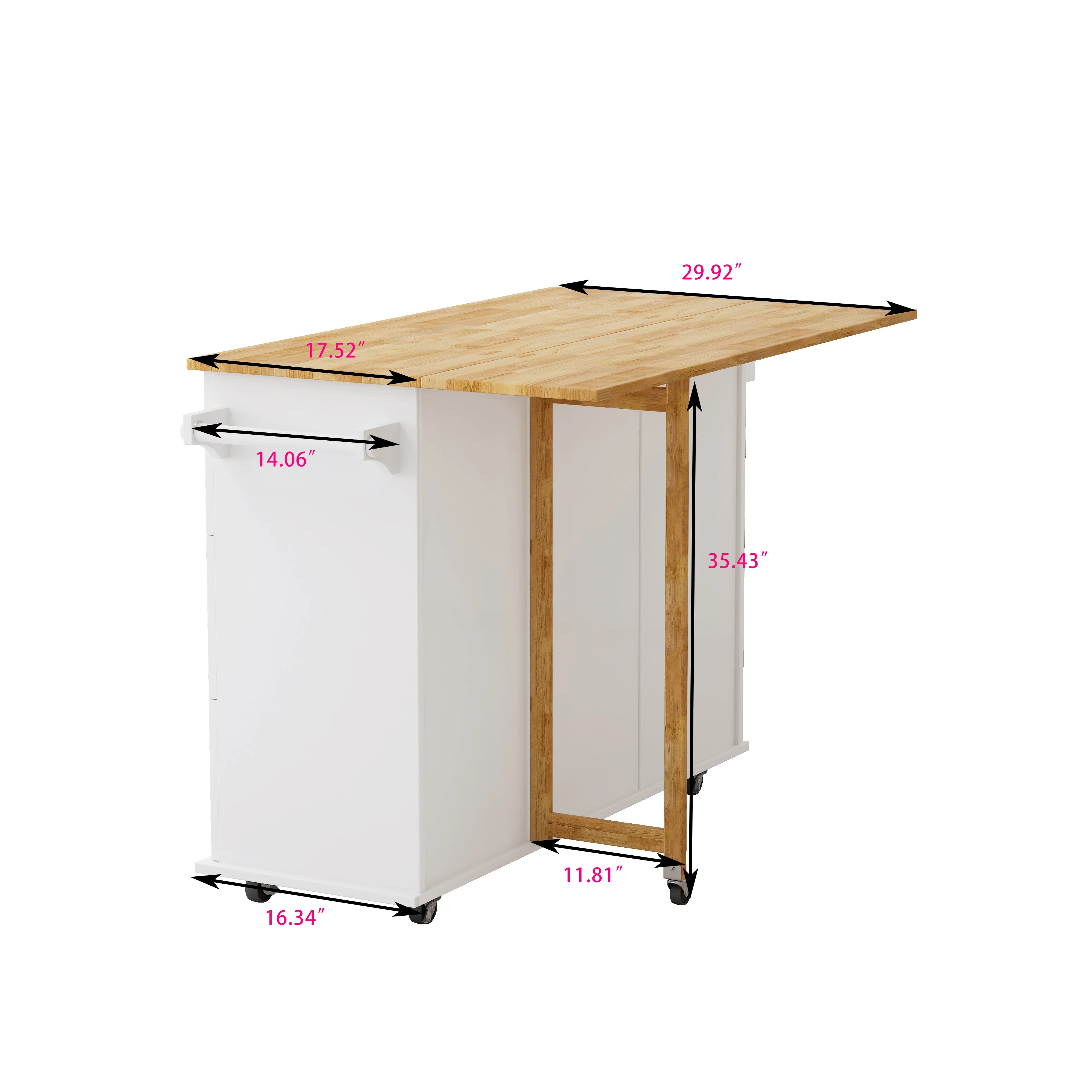 Kitchen Island Cart with 2 Door Cabinet and Three Drawers,43.31 Inch Width with Spice Rack,Towel Rack (White) - Image 9