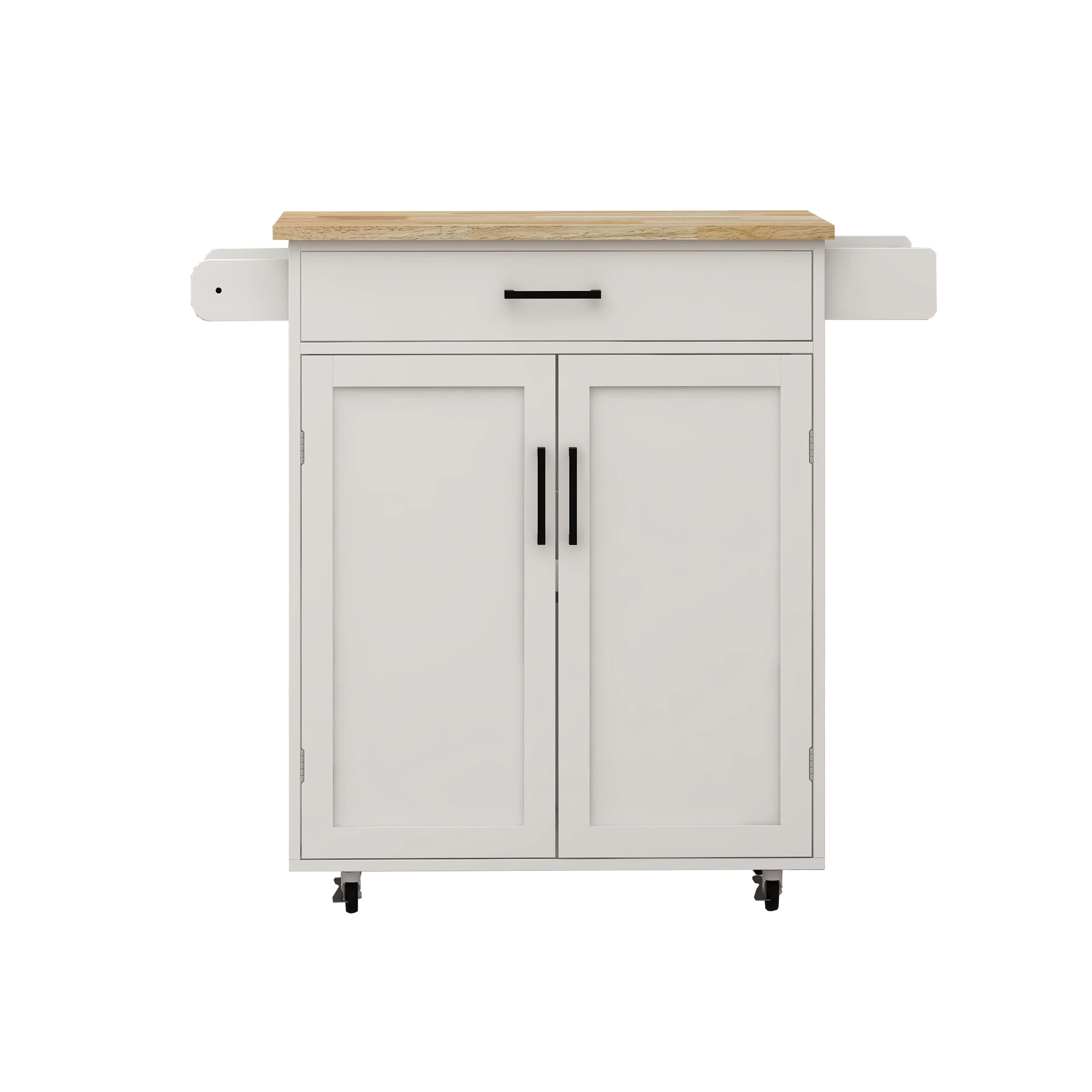 Kitchen island rolling trolley cart with 1 drawer & 2 doors with storage racks & Adjustable Shelves & towel rack - Image 18