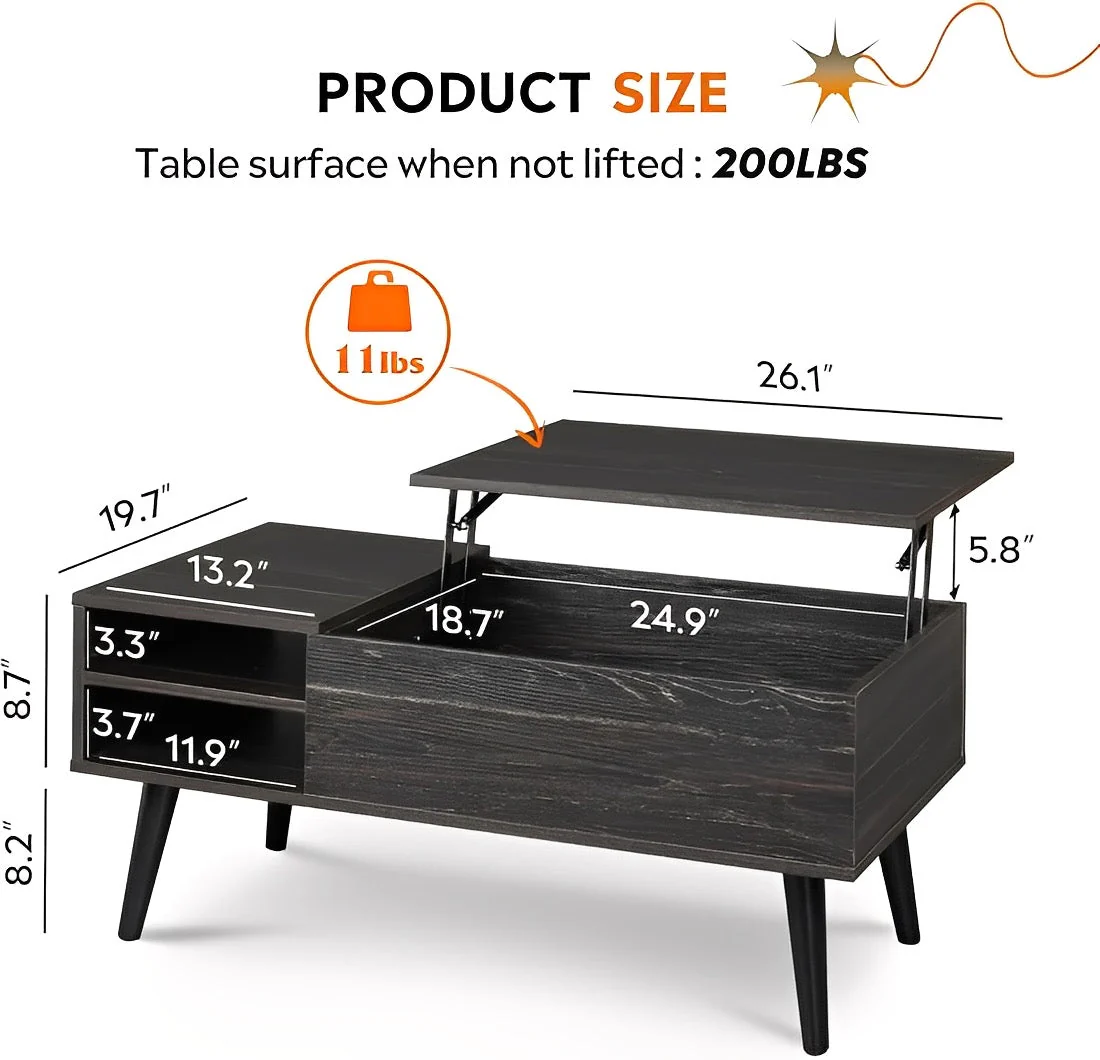 Modern Lift Top Coffee Table with Storage – Smart, Stylish & Space-Saving - Image 4