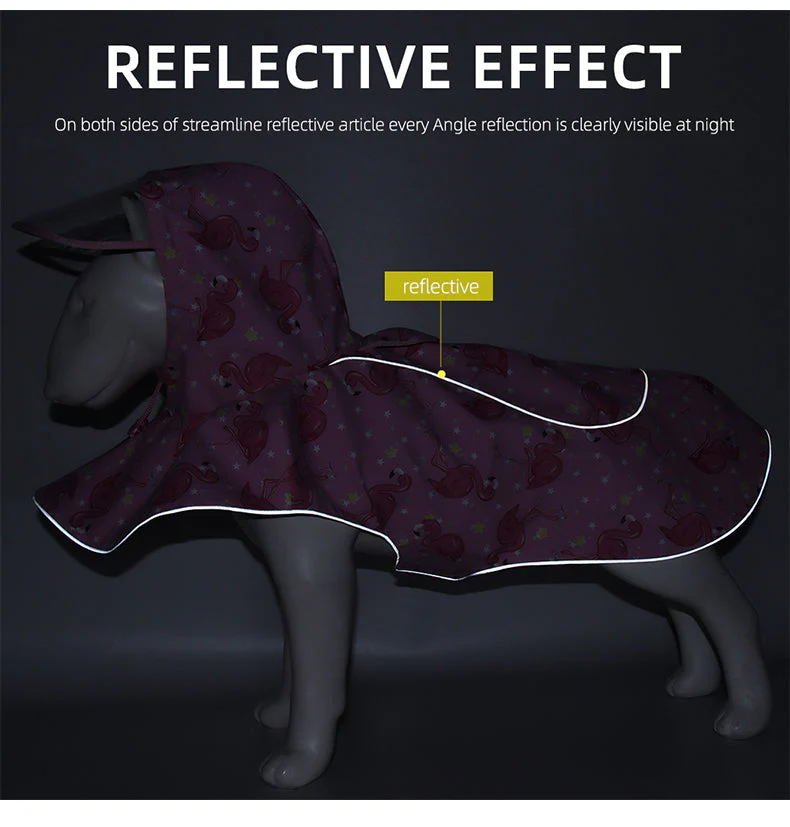 New Pet Clothes Waterproof Reflective Cape Raincoat Transparent PU Leather Dog Raincoat - Image 8