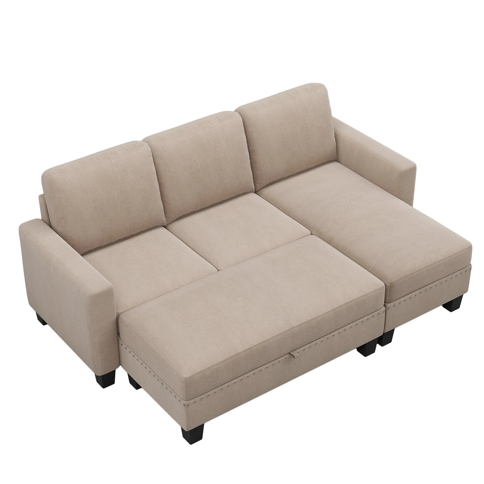 [New]81" Reversible Sectional Couch with Storage Chaise L-Shaped Sofa for Apartment Sectional Set Warm Grey - Image 8