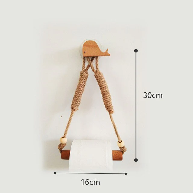 Nordic Indoor Wooden Solid Wood Hemp Rope Animal Tissue Holder Children's Room Decoration Wall Hanger Hemp Rope Hook Toilet Paper Holder - Image 10