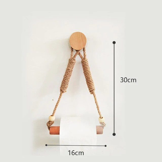 Nordic Indoor Wooden Solid Wood Hemp Rope Animal Tissue Holder Children's Room Decoration Wall Hanger Hemp Rope Hook Toilet Paper Holder - Image 12