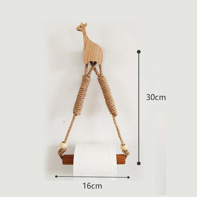 Nordic Indoor Wooden Solid Wood Hemp Rope Animal Tissue Holder Children's Room Decoration Wall Hanger Hemp Rope Hook Toilet Paper Holder - Image 13