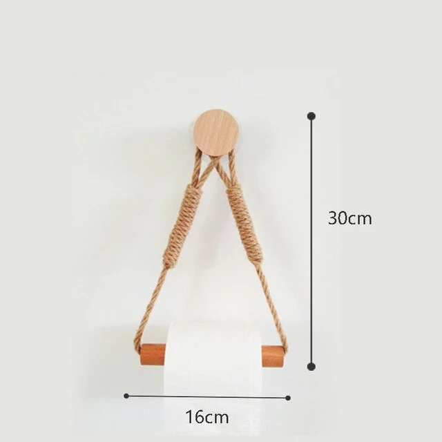 Nordic Indoor Wooden Solid Wood Hemp Rope Animal Tissue Holder Children's Room Decoration Wall Hanger Hemp Rope Hook Toilet Paper Holder - Image 8