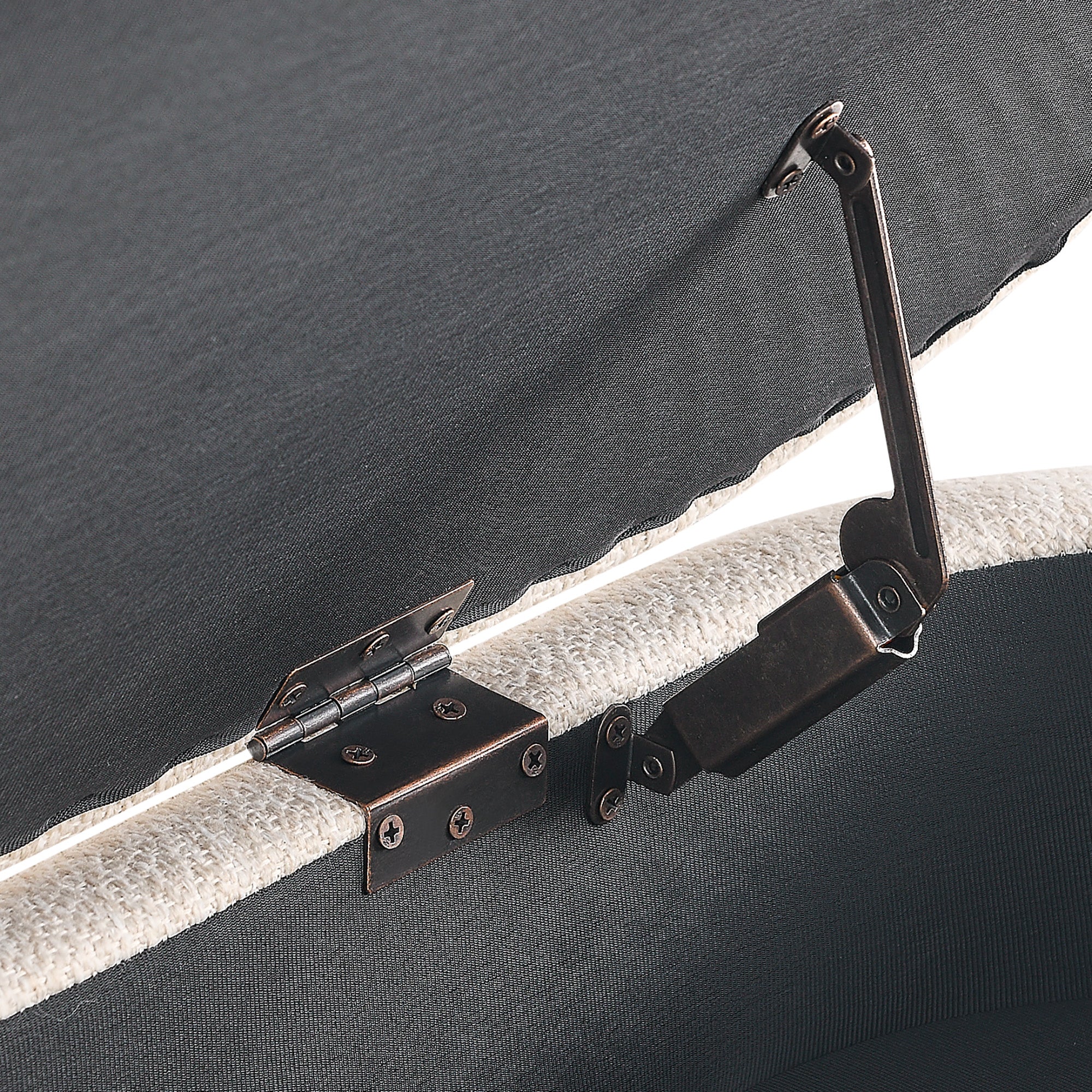 Ottoman Oval Storage Bench Rubber Wood Legs Beige(43.5"x16"x16") - Image 9