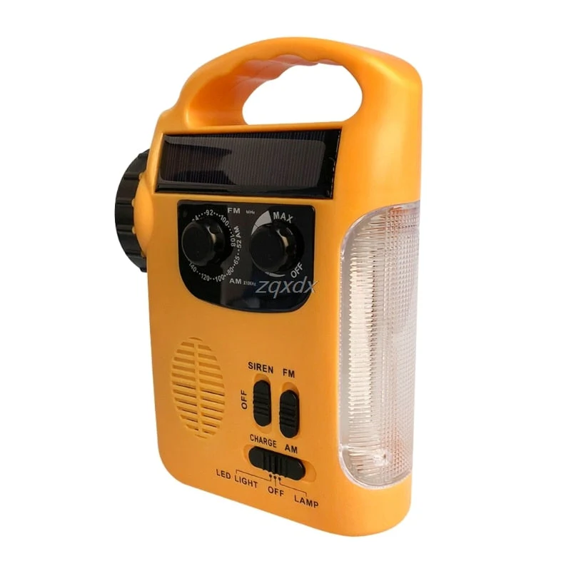 Outdoor Emergency Hand Crank Solar Dynamo AM/FM Radios Power Bank with LED Lamp - Image 3