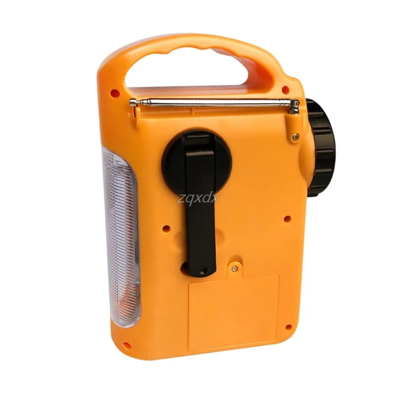 Outdoor Emergency Hand Crank Solar Dynamo AM/FM Radios Power Bank with LED Lamp - Image 4