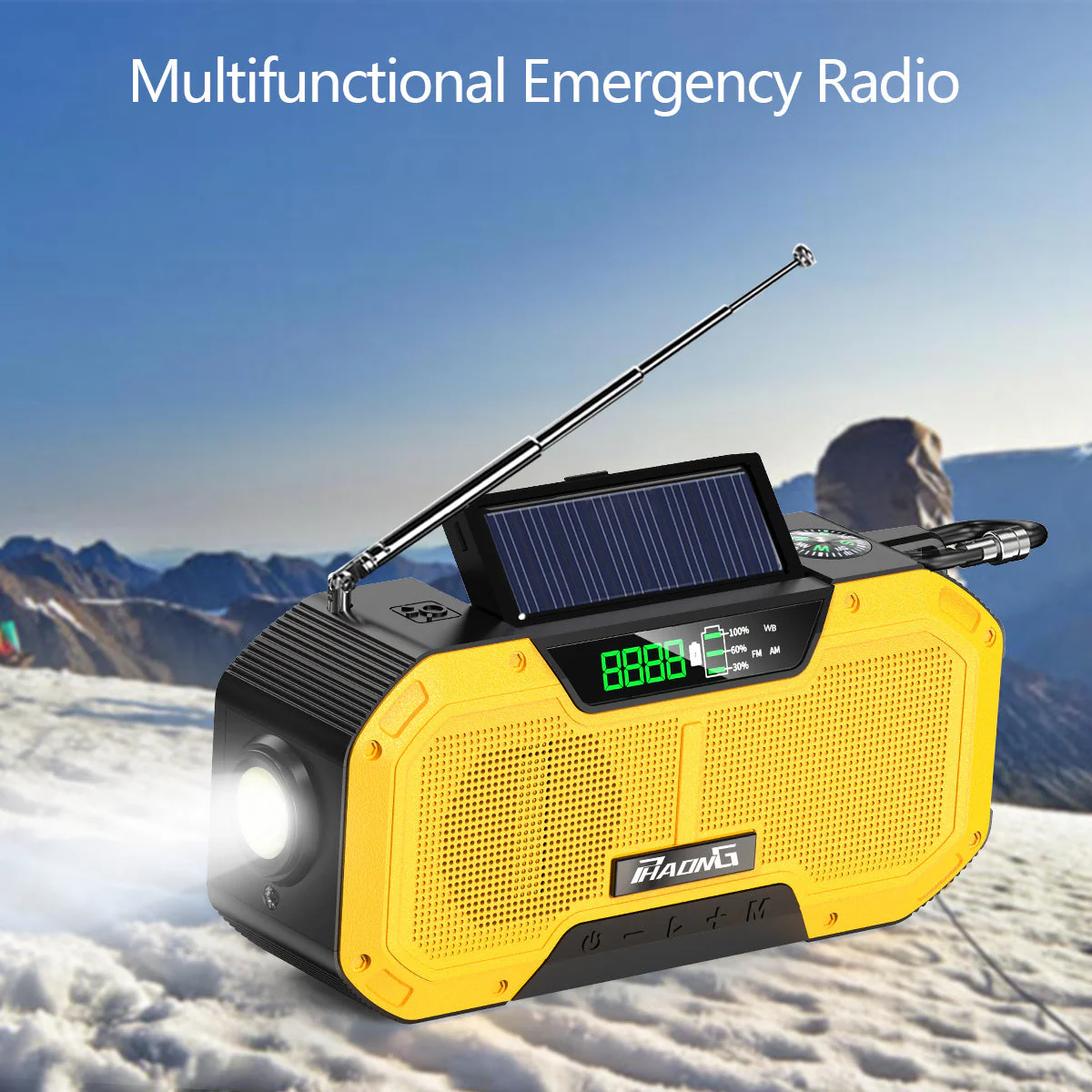 Outdoor Emergency Radio Bluetooth Speaker Solar Hand Flashlight Mobile Charging 5000 Mah Large Capacity - Image 5