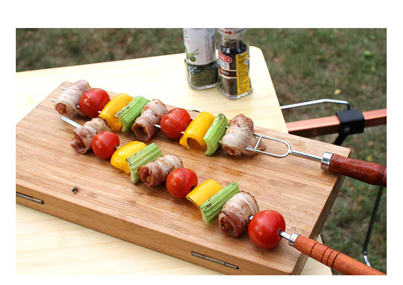 Outdoor Grill Grill Fork Wood Handle U Type Grill Pin Stainless Steel Grill Stick Wood Handle U Type Roast Pin Picnic Grill Meat - Image 15
