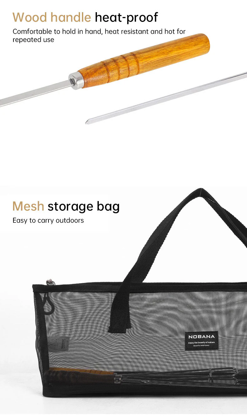 Outdoor Grill Grill Fork Wood Handle U Type Grill Pin Stainless Steel Grill Stick Wood Handle U Type Roast Pin Picnic Grill Meat - Image 16