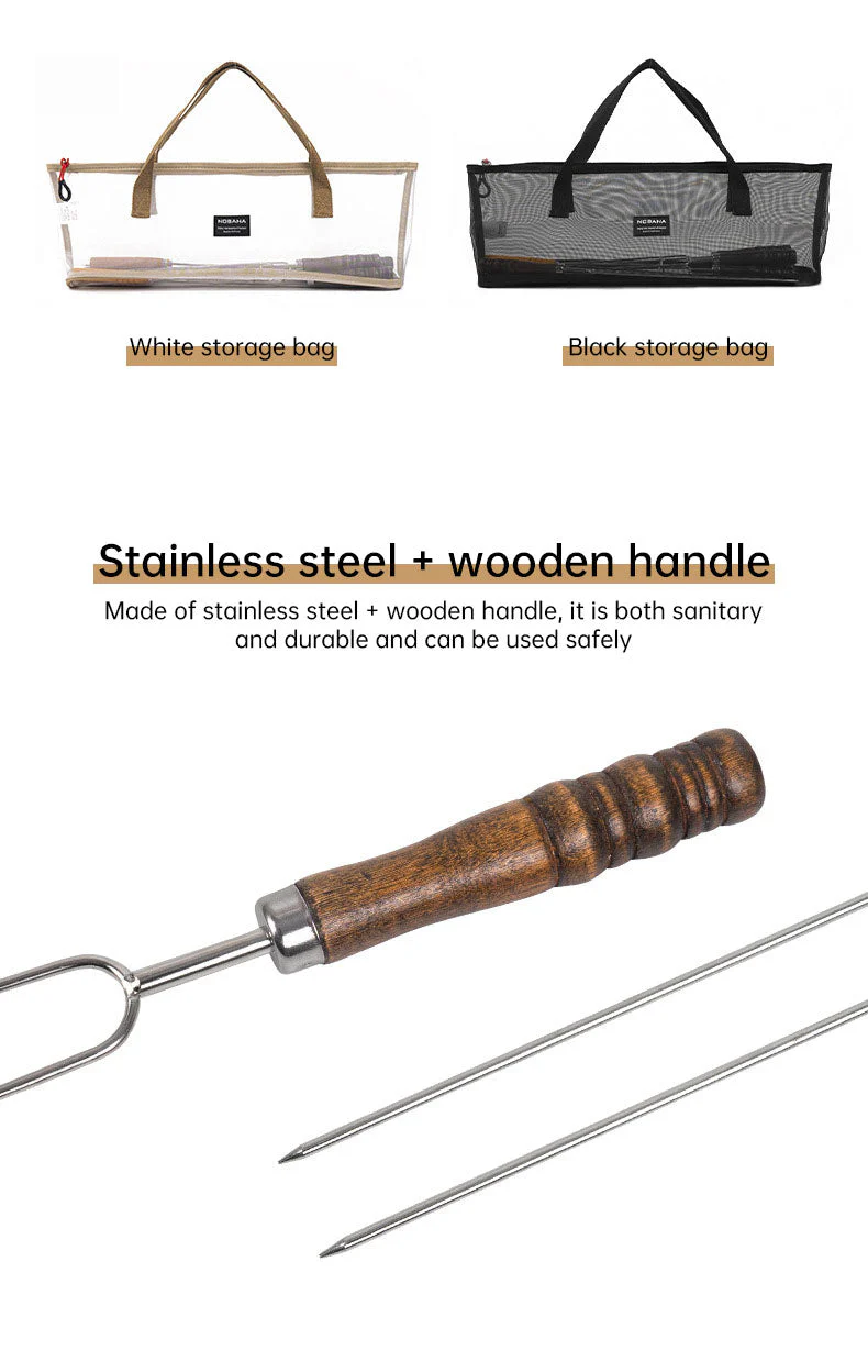 Outdoor Grill Grill Fork Wood Handle U Type Grill Pin Stainless Steel Grill Stick Wood Handle U Type Roast Pin Picnic Grill Meat - Image 18