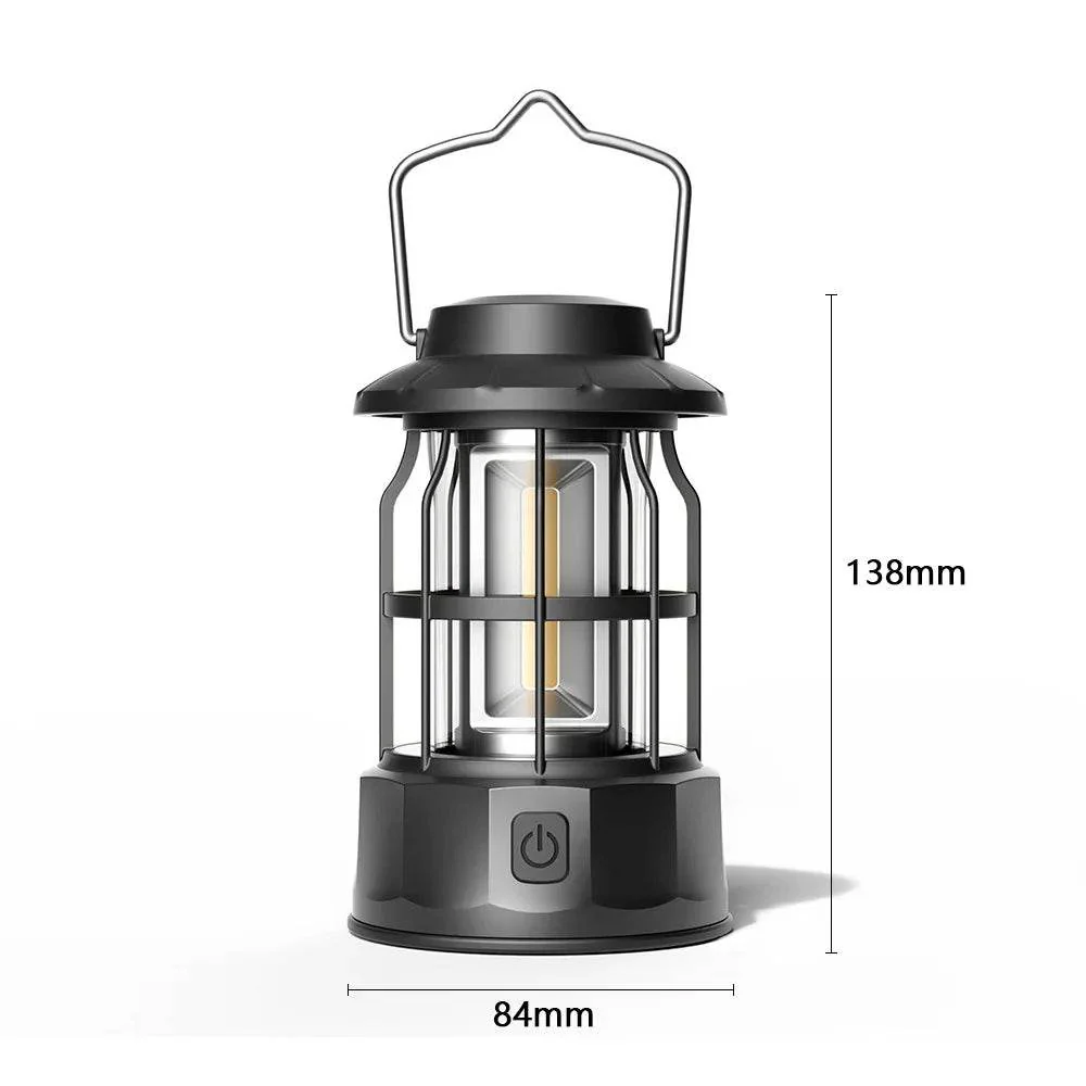 Outdoor LED Lantern Portable Retro Camping Garden Rechargeable Lamp - Image 7