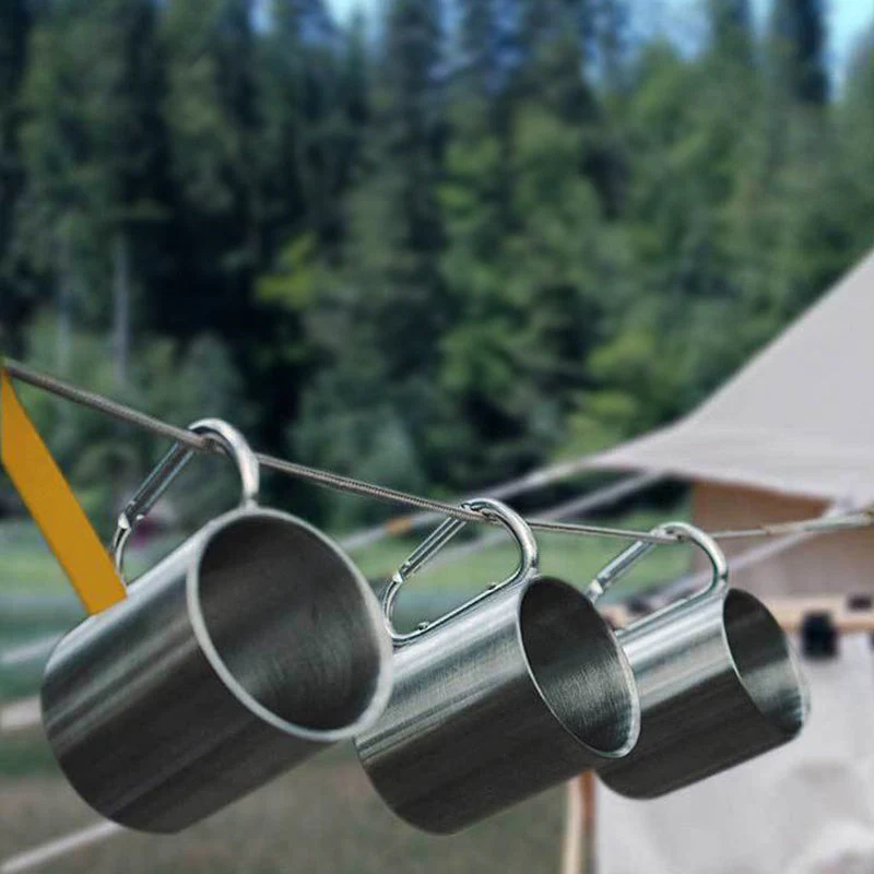 Outdoor mountaineering button, water cup, trip, camping, portable button, 201 stainless steel material - Image 3