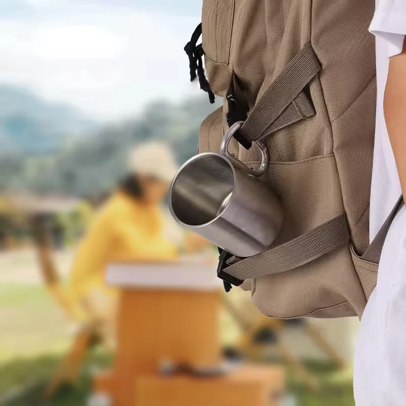 Outdoor mountaineering button, water cup, trip, camping, portable button, 201 stainless steel material - Image 6