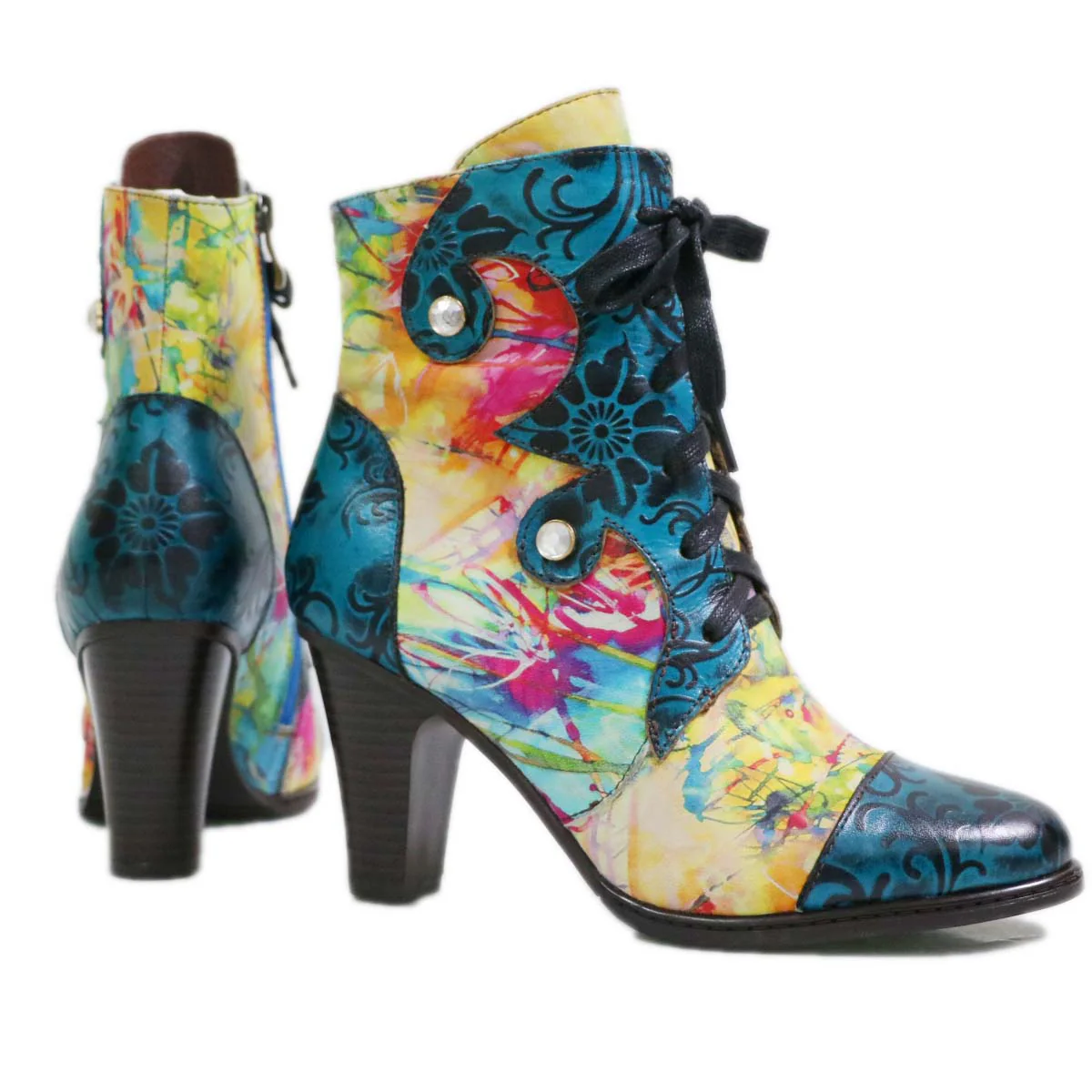 Retro Hand painted Leather Boots - Image 3