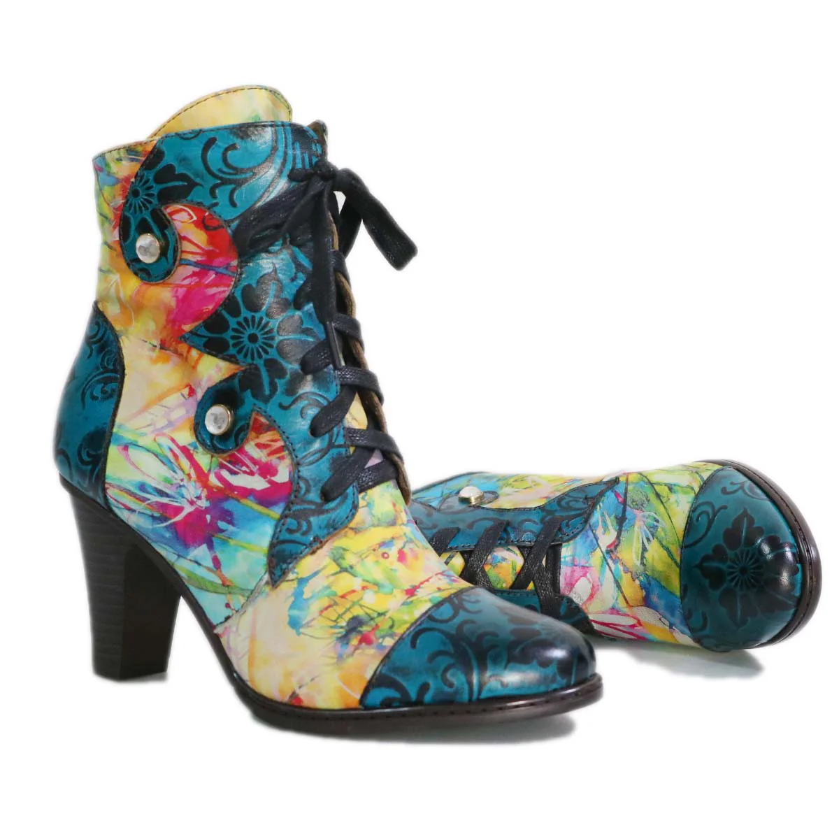 Retro Hand painted Leather Boots - Image 5