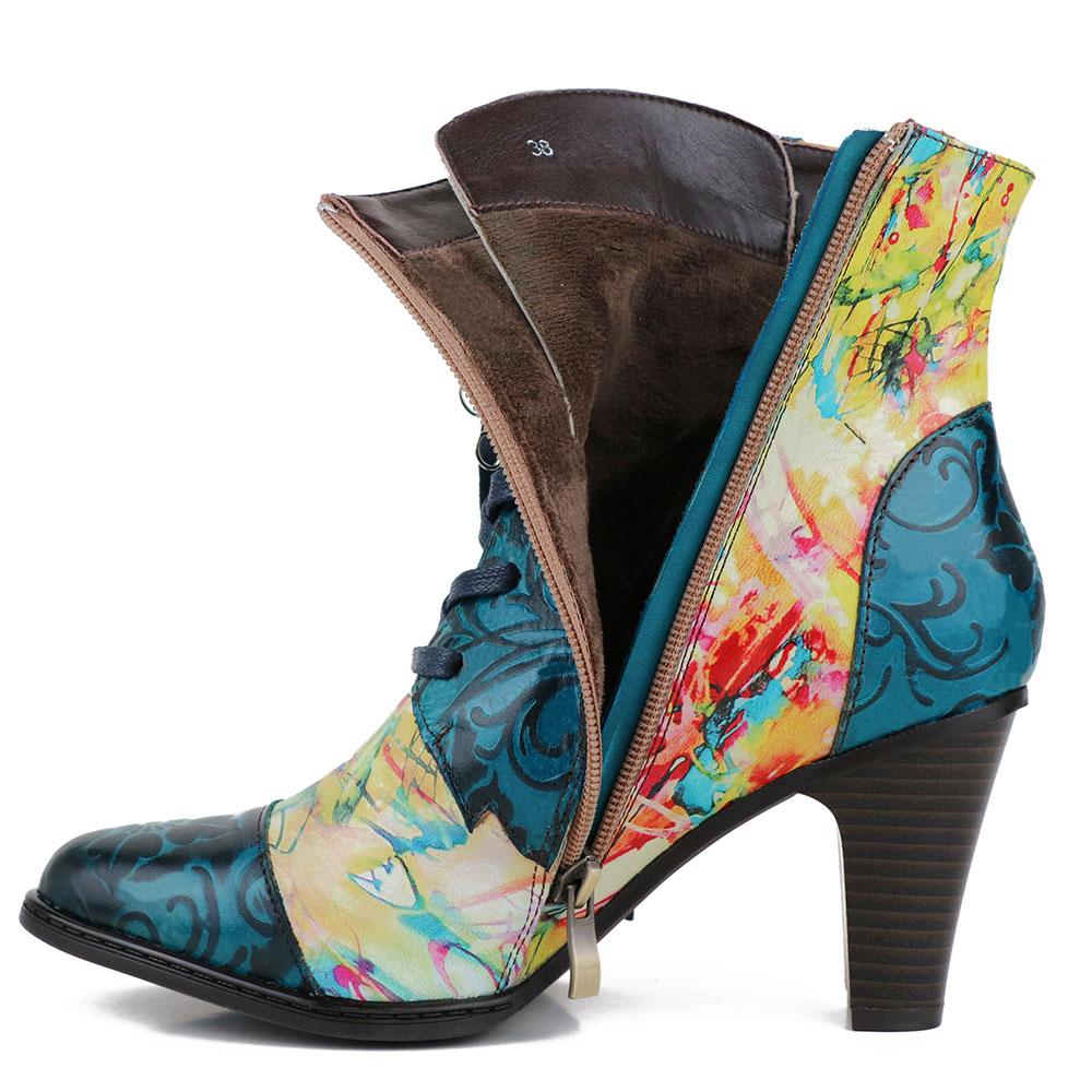Retro Hand painted Leather Boots - Image 7