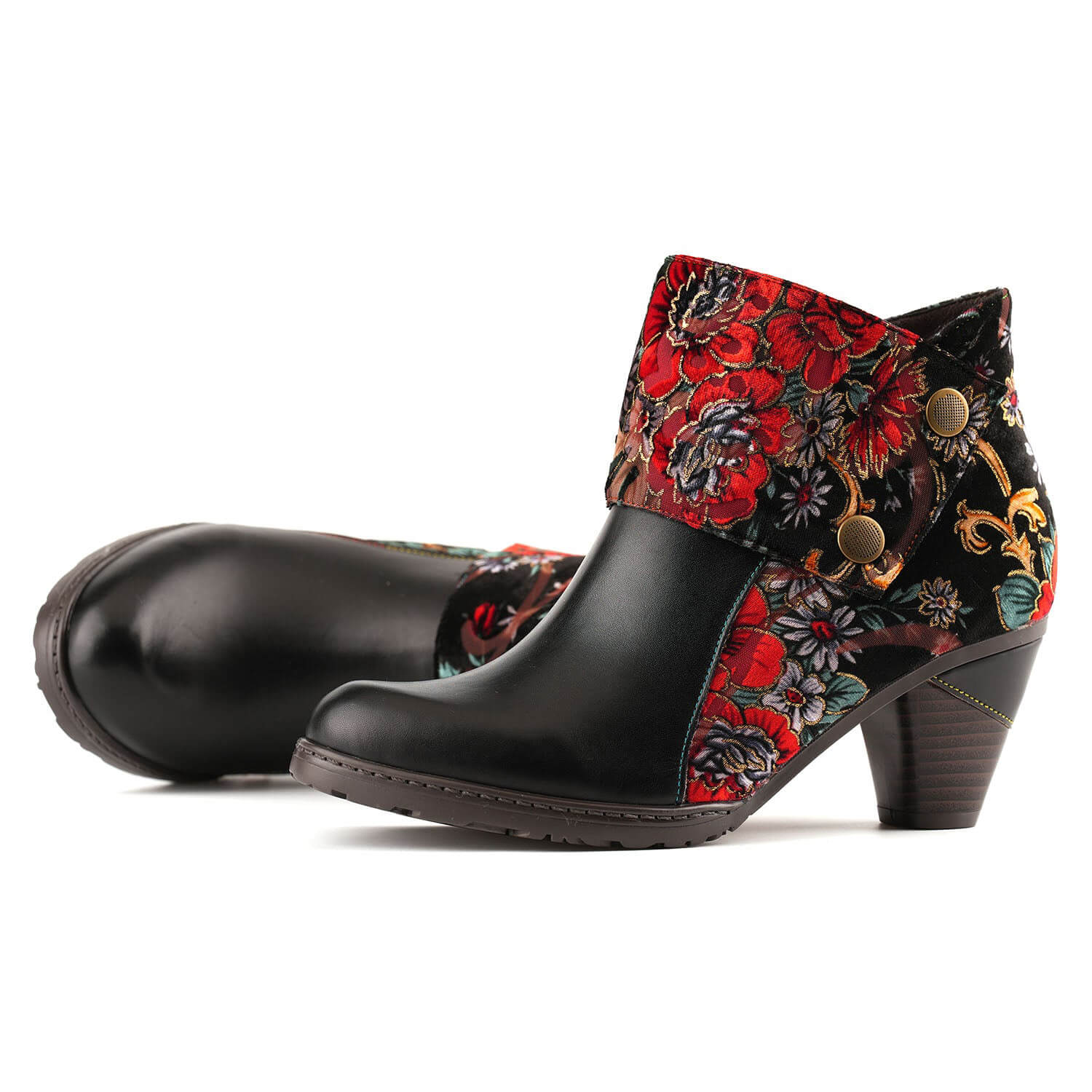 Retro Handmade Radiant Pattern Ankle Boots - Image 3